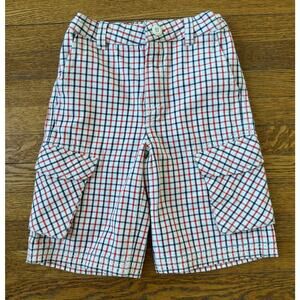 Hanna Andersson Boys' Red and Blue Plaid Cargo Short Size 8